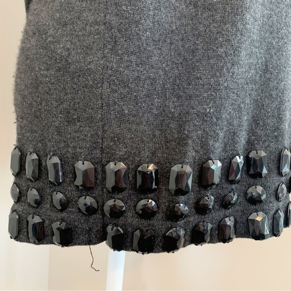 LINE The Label Gray 100% Cashmere Short Sleeve Jeweled Knit Sweater Size Small - Picture 7 of 9